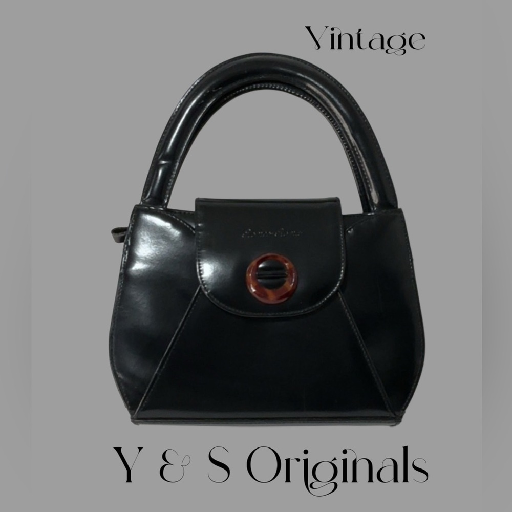 Y & S ORIGINAL Vintage Black Handbag Shoulder Bag (Romeo Roma embossed on front)